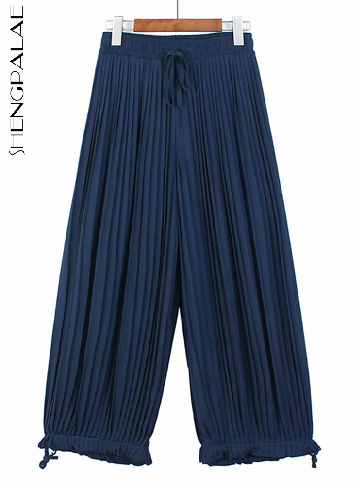 

SHENGPAIAE Chiffon Pleated Women Clothing Loose Large Trouser Hanging Thin Tibetan Meat Wide Leg Pants Sweet Elegant 5Q422
