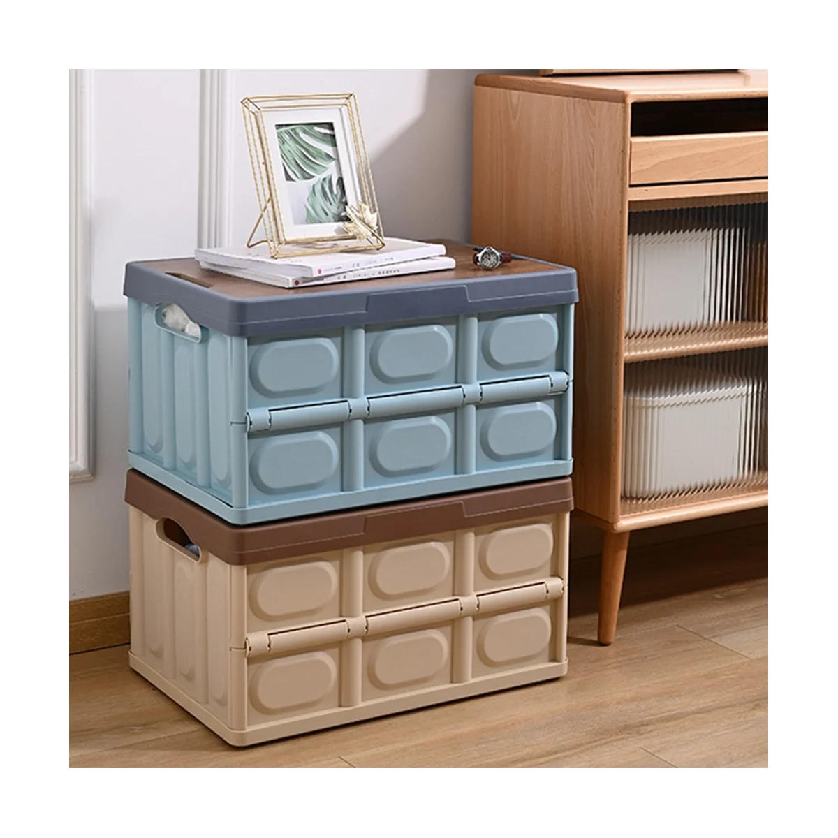 

Складной ящик для кемпинга, 55 л, с деревянным чехлом