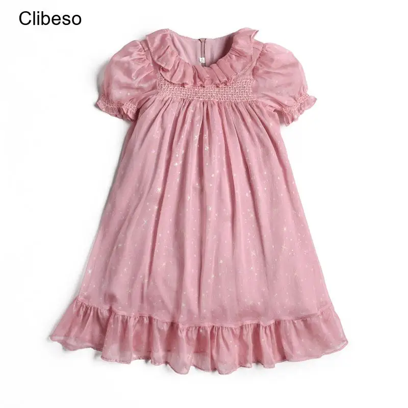 

2023 Clibeso Handmade Smocked Dress for Girls Children Princess Sequins Dresses Summer Baby Girl Clothes Infants One-piece