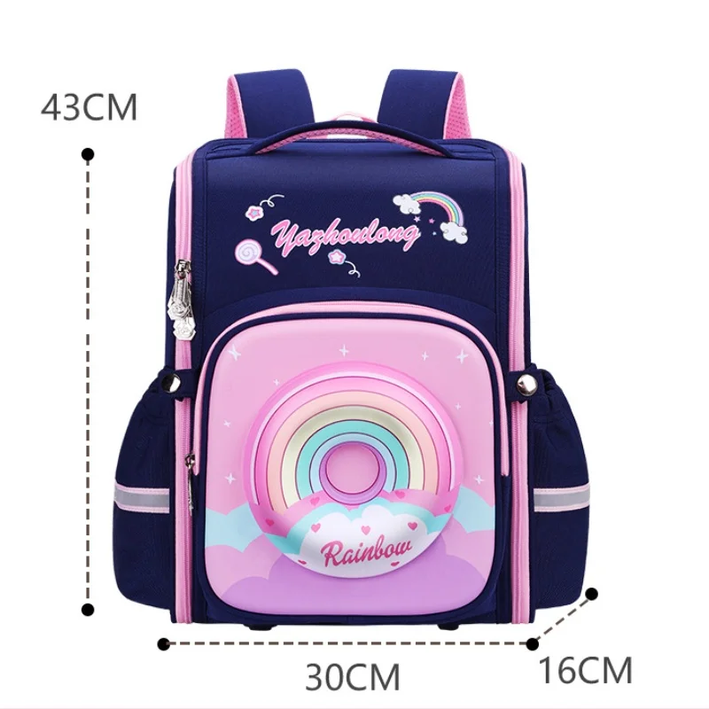 Children Cute Rainbow Donut 3D Backpacks New Girls Sweet Students Grade 3-6 Cartoon Large Capacity Schoolbags Breathable Fashion
