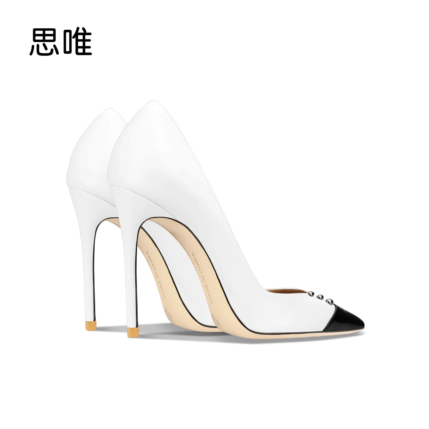 2022 Fashion Rivets High Heels 10cm Thin Heels Pumps Women Stiletto-heel Dress Wedding Shoes Sexy Pointed Toe Ladies Party Shoes