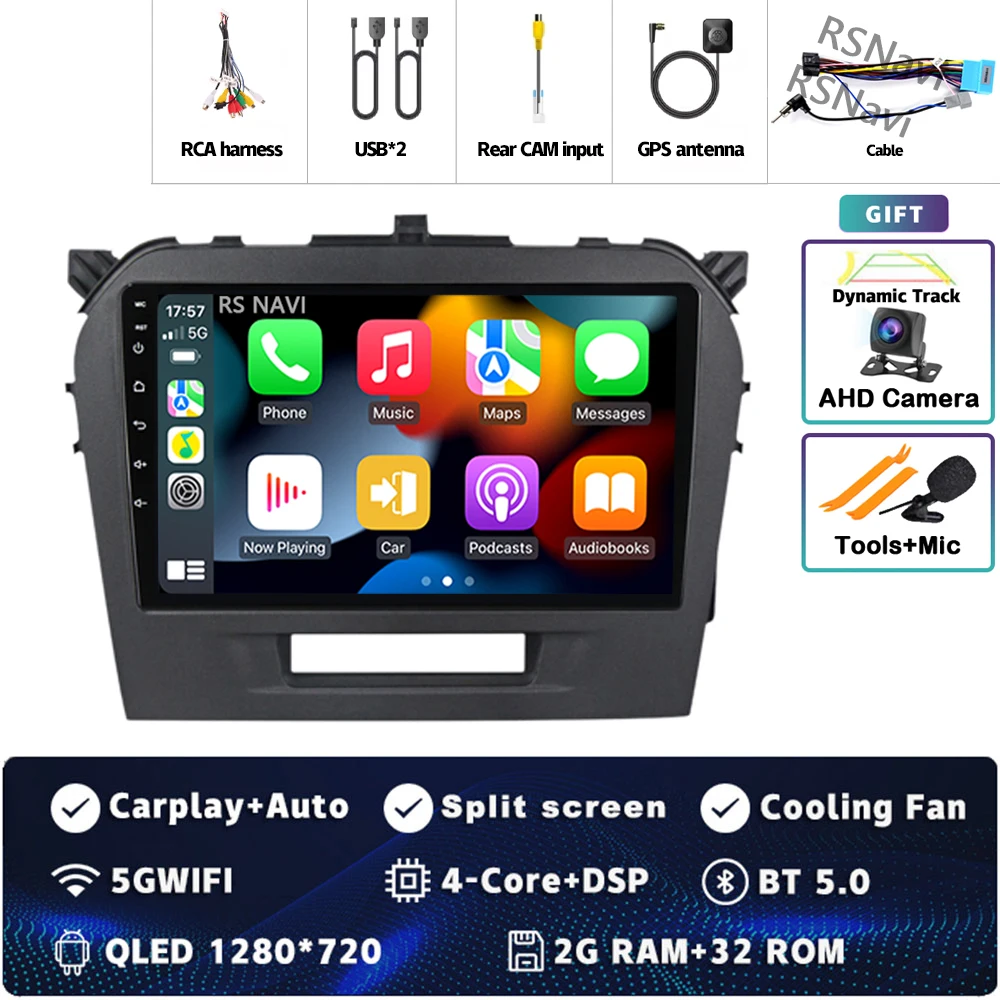 

Android 15 беспроводной Carplay Auto для Suzuki Vitara 4 2017 2018 2019 2020-2022 автомобильный радиоприемник стерео мультимедийная навигация GPS плеер