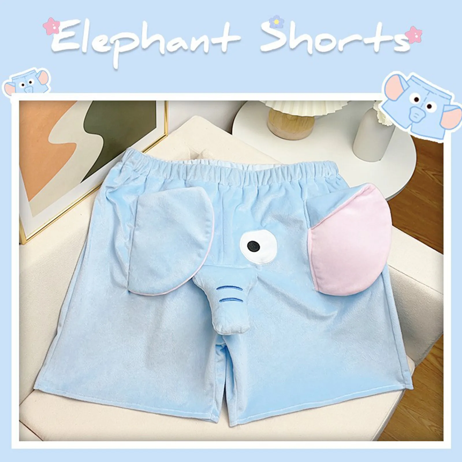 

Homewear Shorts Medium Elephant Pajama Kids Boys Girls Cute Animal Pants Funny Cartoon Big Nose Elephants Shorts