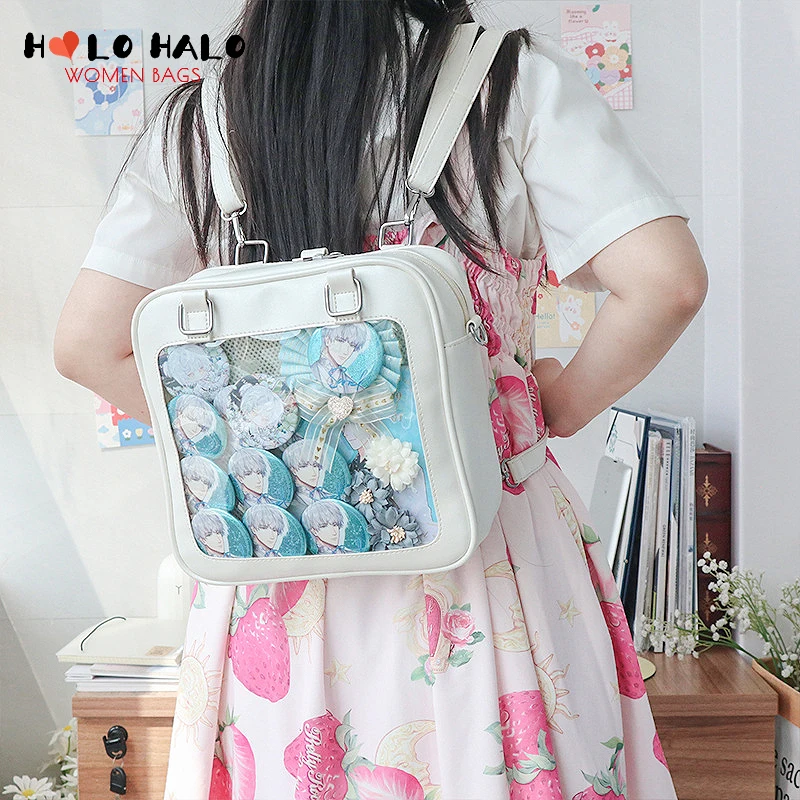 

Badge Ita 3 Ways Uniform Bag for Girl Harajuku Clear School Bags High Quality ITA Badge Backpack Ladies Handbag and Shoulder Bag