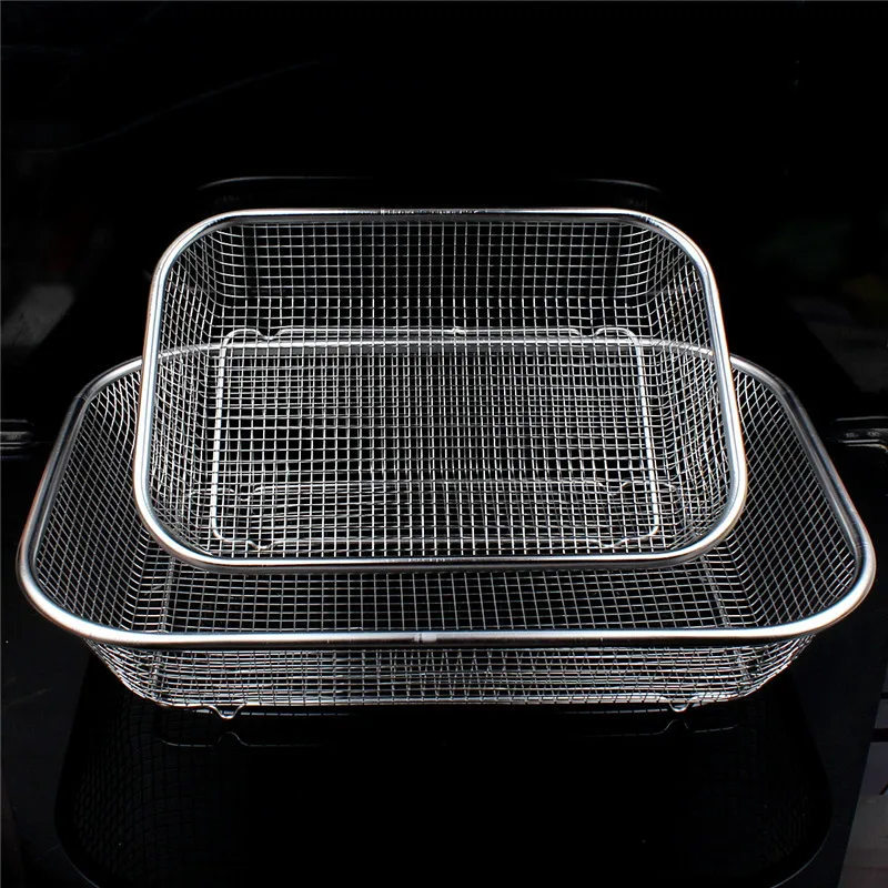 

square thick Stainless Steel Rectangle Vegetable Fruit Washing Kitchen Utensil Colander Kitchen Sink Wash Basket For The Kitchen