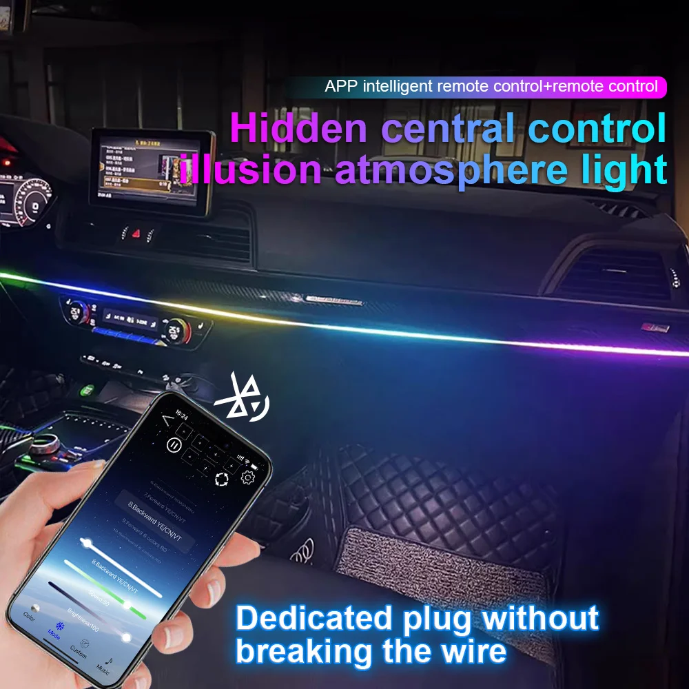 Bluetooth-лампа для автомобиля 64 цвета 110 см