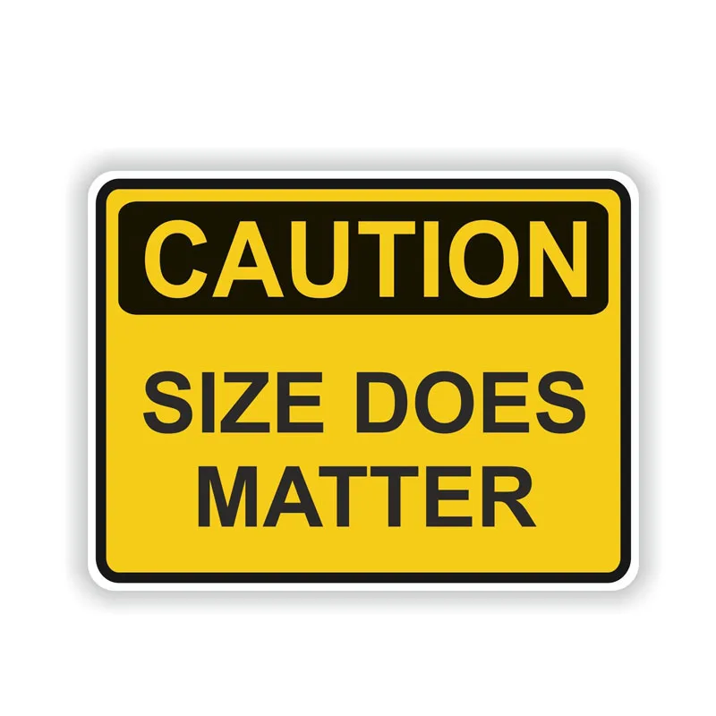

14.8*11.1CM Creative CAUTION SIZE DOES MATTER Warning Car Sticker Vinyl Waterproof Decal Car Styling Decorative