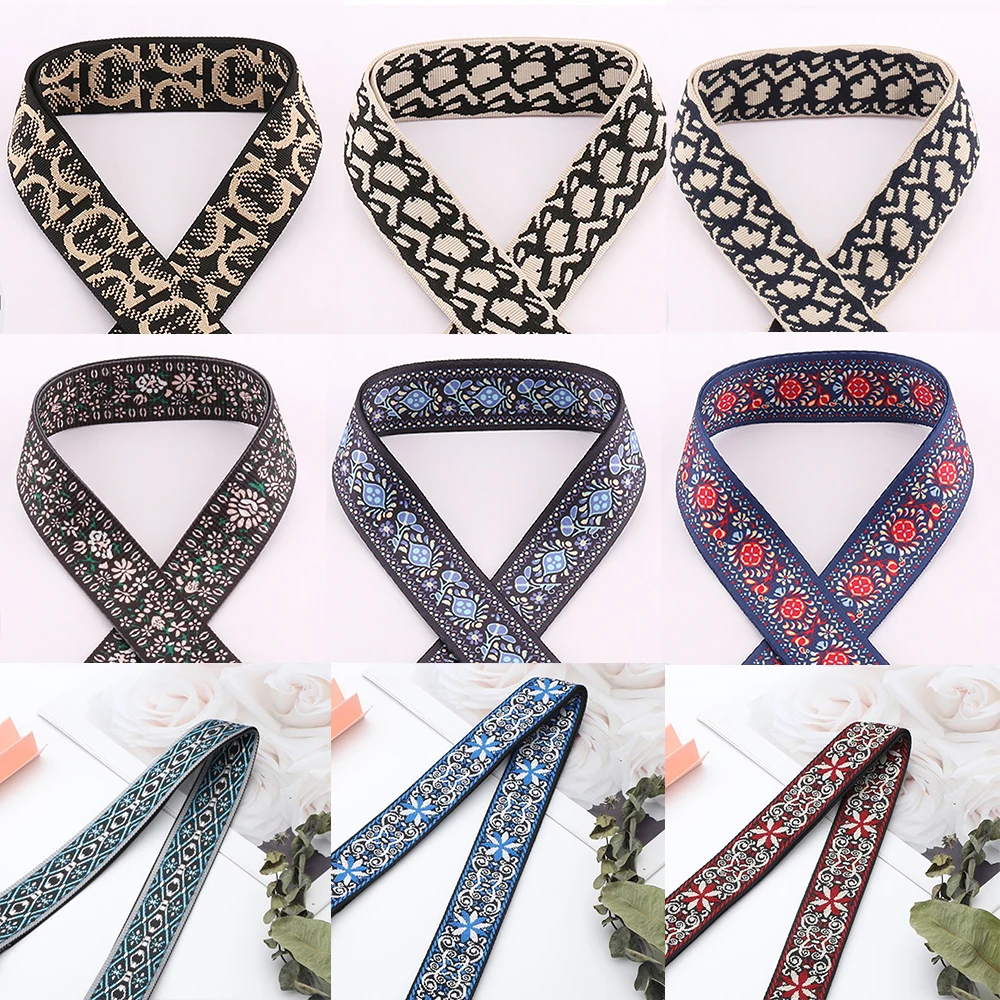 

5/10/50Yards 38mm Cotton Webbing Trendy Vintage Woven Decorative DIYSewing Material Ethnic Multicolor Pattern Jacquard Strapping