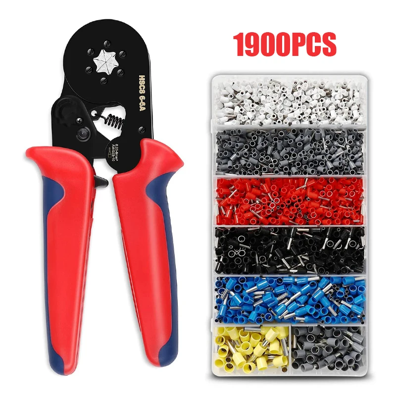Crimping Pliers Kit Tubular Terminal HSC8 6-4-6A Crimper Wire Mini Ferrule Crimper Hand Tools Household Electrical Kit With Box
