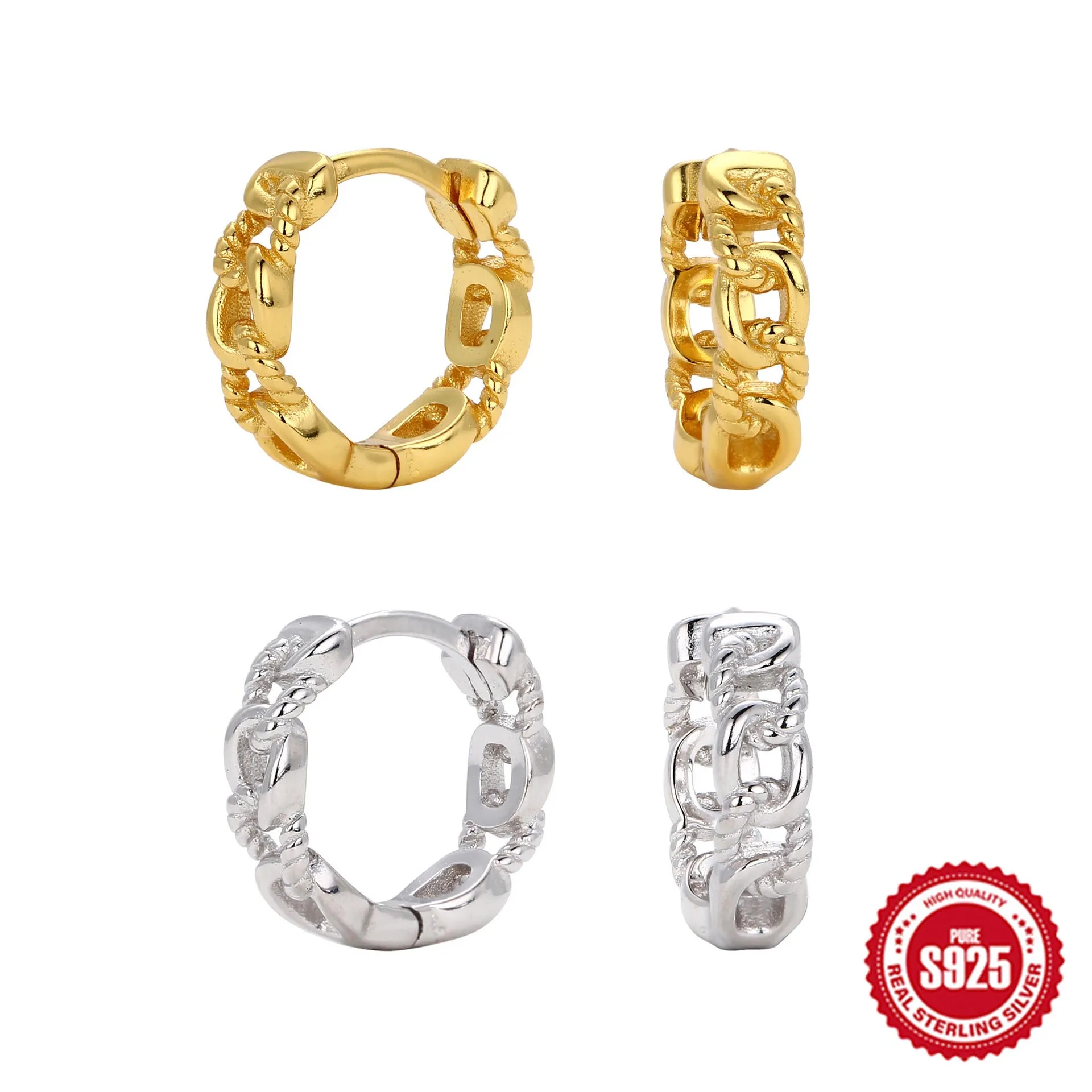 Оригинальные Серебряные серьги-кольца в форме цепочки стиле хип-хоп