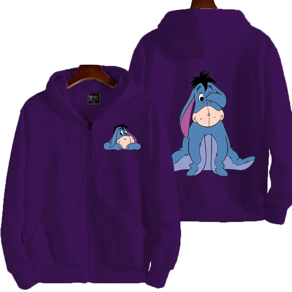 Фото Eeyore мультфильм аниме женская толстовка на молнии весна осень мужская толстовка большого размера 2025 новые модные куртки для пар пальто №3