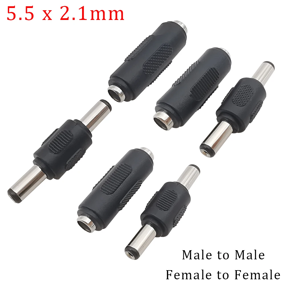 

DC Power Male Female Converter Adaptor DC 5.5x2.1mm Male To Male Plugs Connector 5.5x2.1mm DC Female To Female Jack Connector