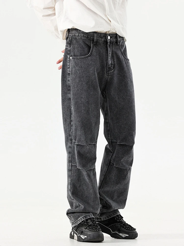 Vintage Cargo Pants Baggy Black Jeans Men Fashion 90s Streetwear Pockets Wide Leg Straight Y2k Denim Trousers Baggy Jeans
