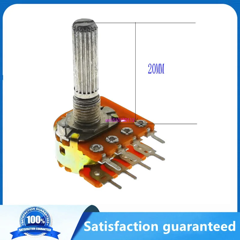 

5PCS WH148 50KBX2 100KBX2 20MM 16 type sound volume potentiometer double 8 feet with center tap B50K B100K 50K 100K RH2702
