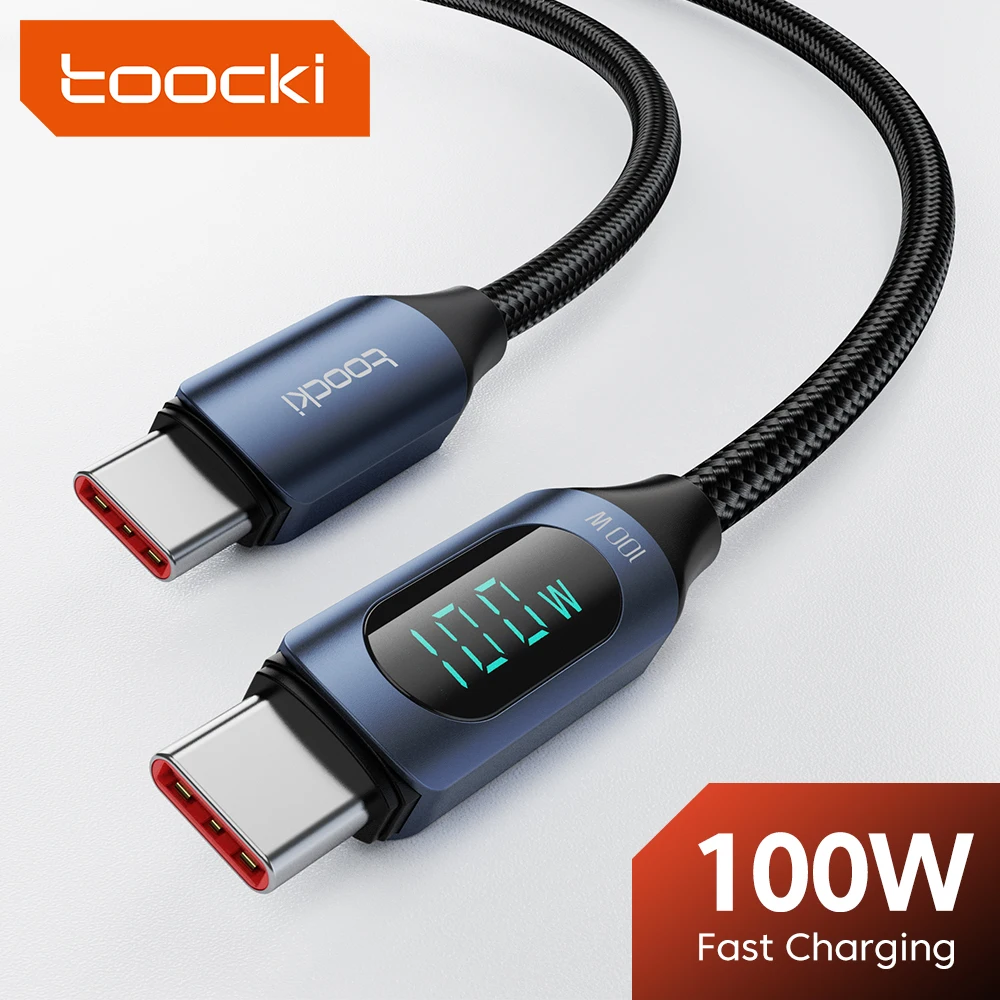 Toocki PD 100W USB C To Type C Cable 66W USB-C Type-C Cable Phone Charging Cord For MacBook Xiaomi POCO Samsung S22 LED Display