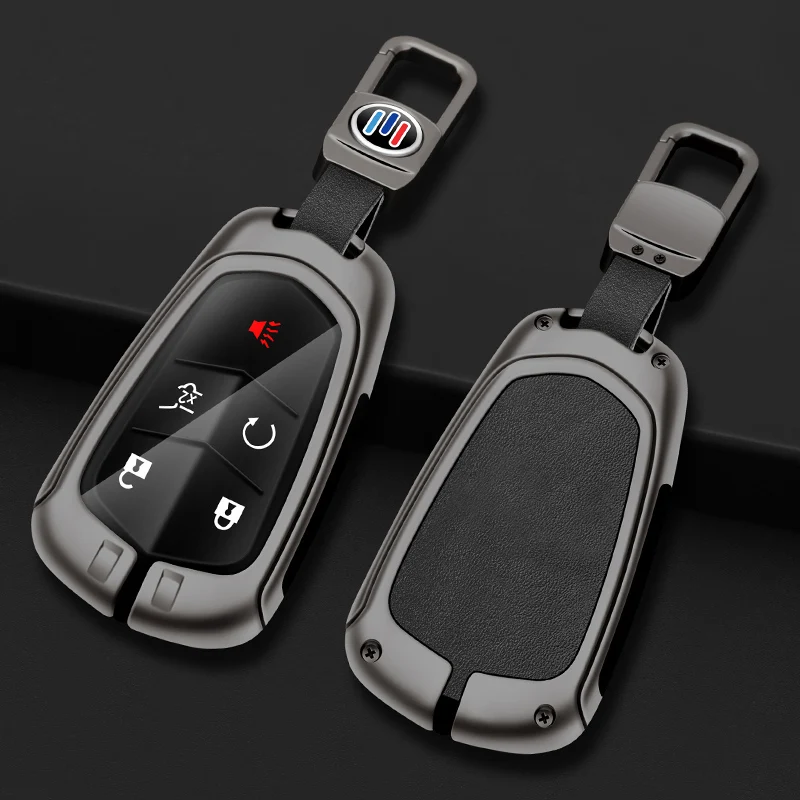 

Metal Leather Car Key Case Cover Shell Fob For Cadillac ATS CT6 CTS DTS XT5 Escalade ESV SRX STS XTS 28T ELR CT5 XLS Accessories