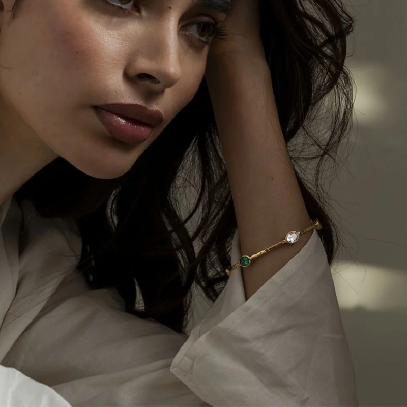 Uworld Винтаж 18-каратного Золота Открытый Браслет-манжета Женский Из Нержавеющей