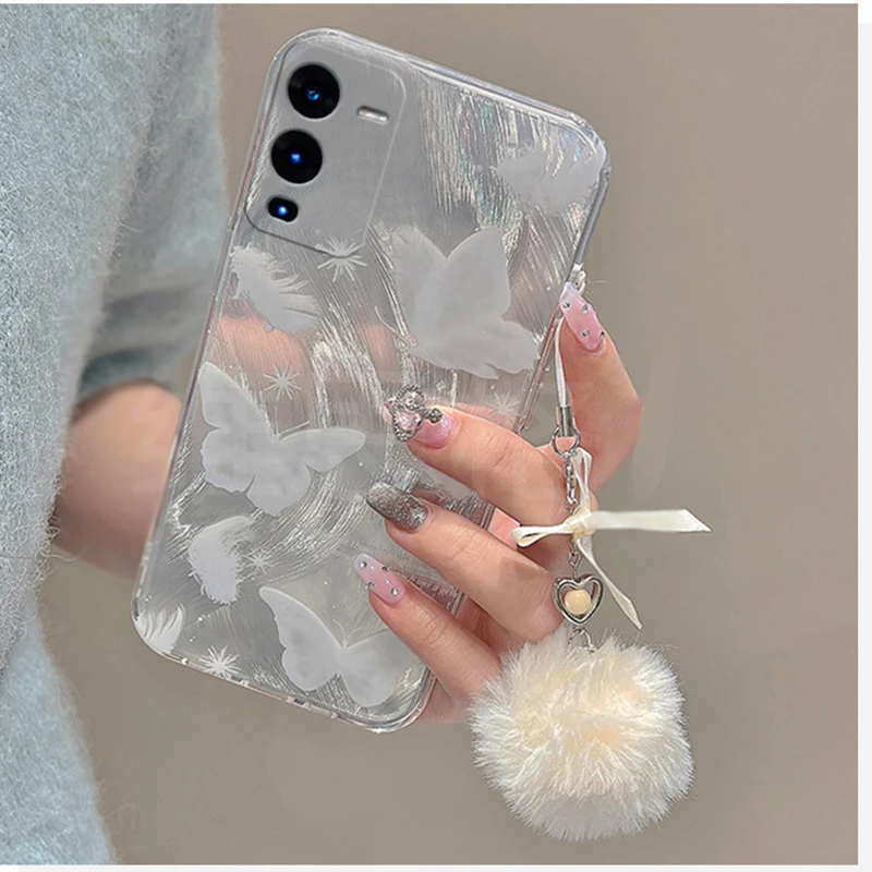 Белая бабочка блестящая карта памяти для OPPO Reno 5 Lite 10 11 Pro 6 7 8 4 8T Find X3 X6 X5 чехол