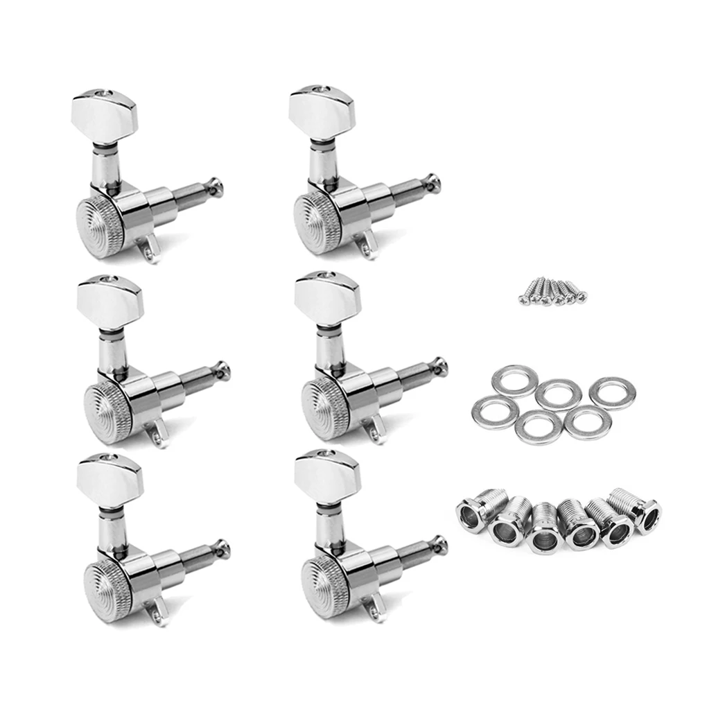 

6pcs Electric Guitar Tuning Pegs Silver Tuners Heads Accessories Knobs