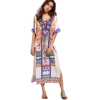 the new womens summer 2020 fashion loose big yards dress printing on both sides split beach connect dress skirt cover up