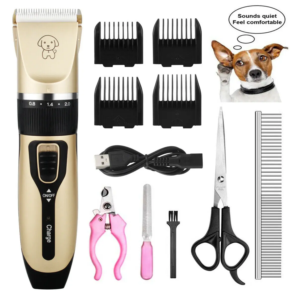 

Dog Shaver Clippers Low Noise Rechargeable Cordless Electric Quiet Hair Cat Pet