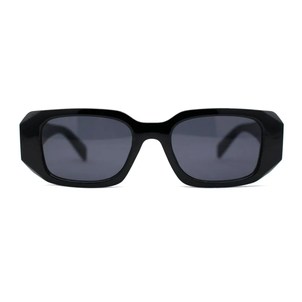 

Womens Dimensional Geometric Cut Mod Rectangle Sunglasses All Black