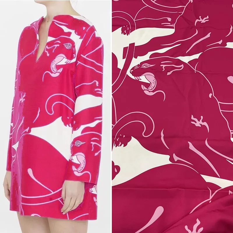 

Европейская и американская мода, розовая Полиэстеровая ткань с леопардовым принтом для рукоделия, шитье ткани своими руками