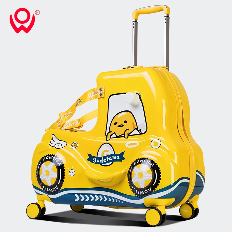 AO WEI LA Travel Suitcases PC Kids' Luggage Suitcase with Wheels Ride-On  Rolling Trolley Case Fits to Kid 2-12 Years Old 20 24