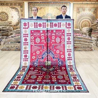 152x244cm Handknotted Silk Tribal Carpet Red Kazak Style Oriental Indoor Rug (BL075)