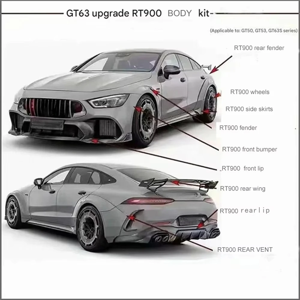 Комплект обвеса GT63 Upgrade RT900: заднее крыло, вентиляционные отверстия, колесные арки, боковые пороги, передний бампер, передняя губа (art.: 3920dbf2a6fba) - 3920dbf2a6fba