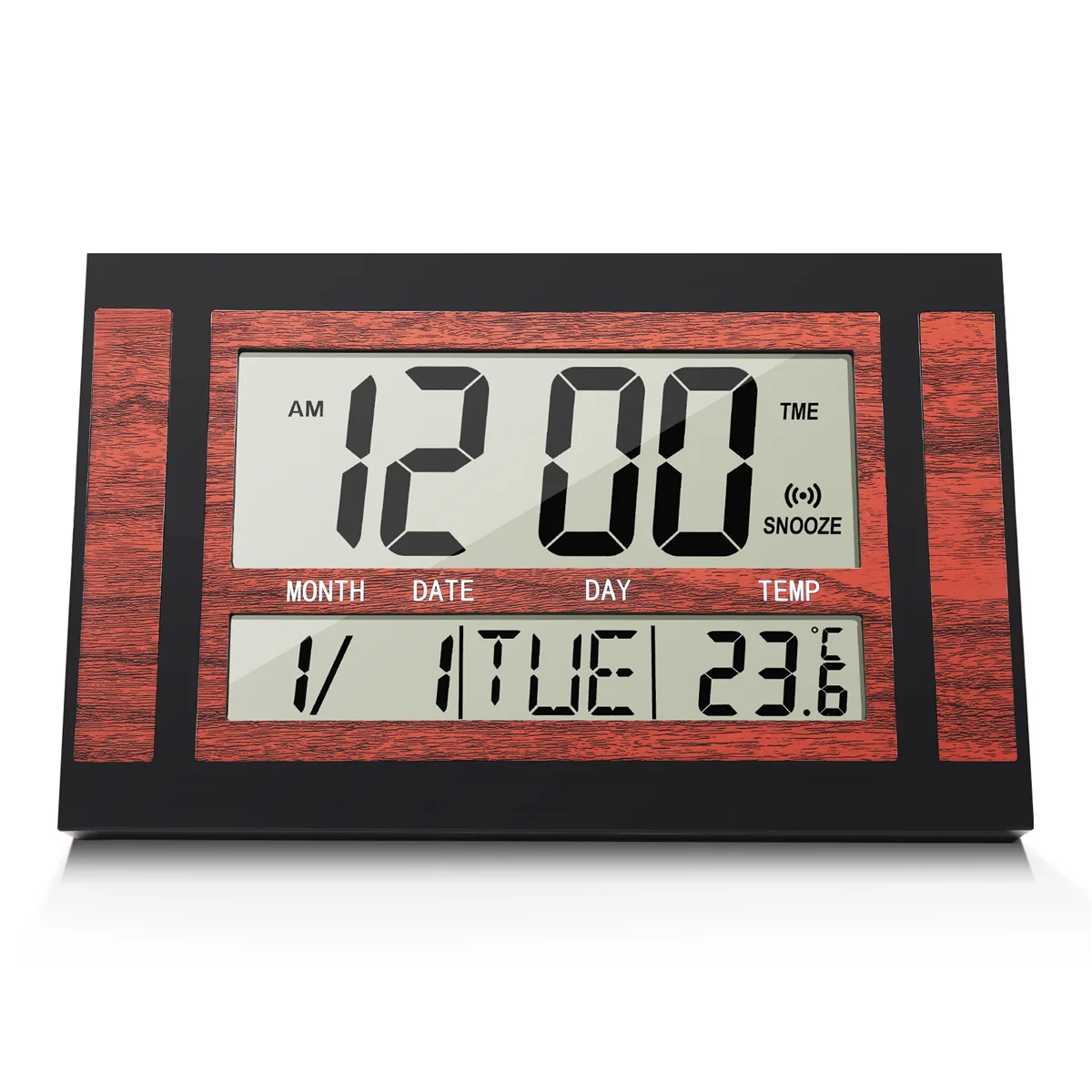 

Digital Wall Clock LCD Number Time Temperature Calendar Alarm Table Desk Clock Modern Design Office Home Black