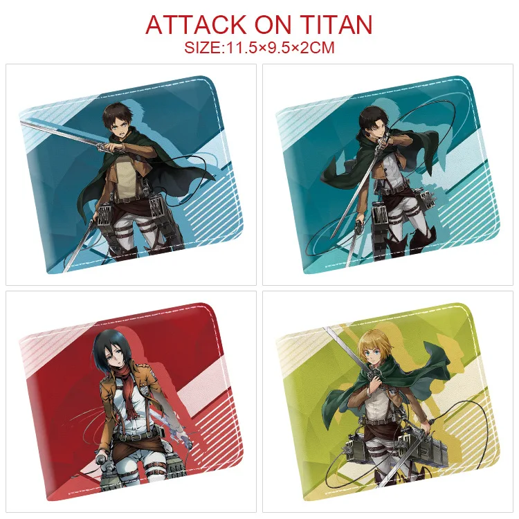 E-Mell Attack On Titan Eren Jager Ackerman Armin Arlert Erwin Smith Two Folded Short Wallet