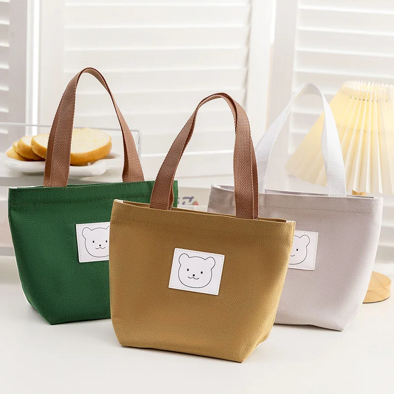 New cartoon canvas handbag ladies work canvas bag commuter cloth bag lunch bag small bag