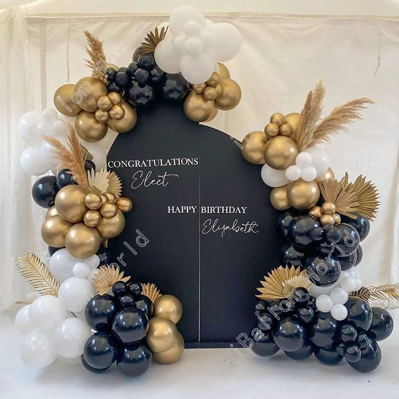 

Белые, золотые, черные воздушные шары в виде гирлянды для дня рождения, украшения для свадьбы, дня рождения, Детские воздушные шары для вечер...