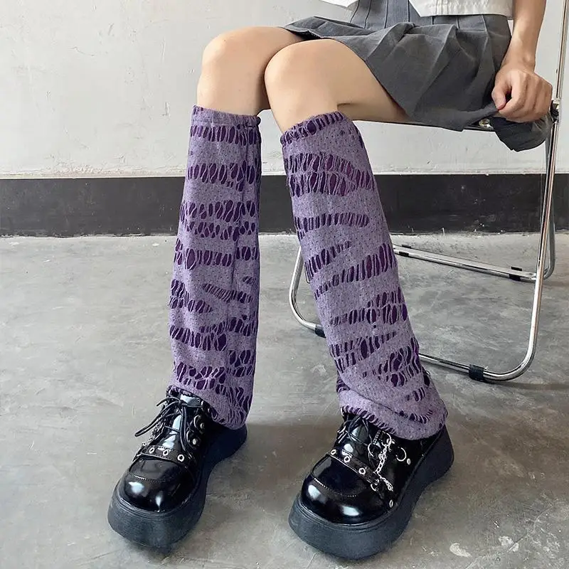 Lolita Hollowed Out Design Leg Warmer Foot Socks Punk Hole Leg Warmer Long Socks for Women Girls Japanese Jk Boots Socks