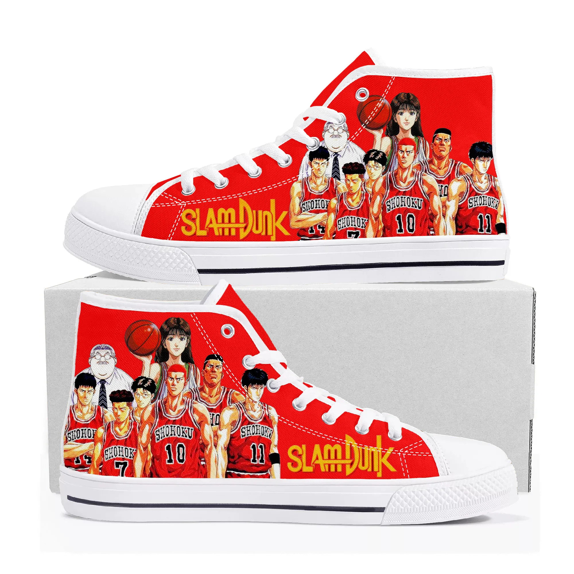 

Slam Sakuragi Hanamichi Basketball Dunk High Top Sneakers Mens Womens Teenager Haruko Akagi Canvas Sneaker Casual Custom Shoe