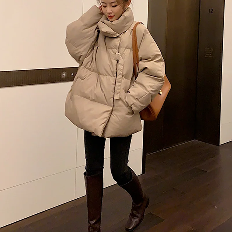 Female Coat Zipper Parkas 2021 Winter Jacket Coat Fashion Autumn Solid Warm Casual Padded Parka Women Short Jacket Stand Women