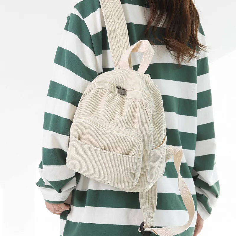 

Small Women's Backpack Female Rucksack Canvas Mini Backpacks for School Teenagers Girls Korean Corduroy Student Bagpack Mochila