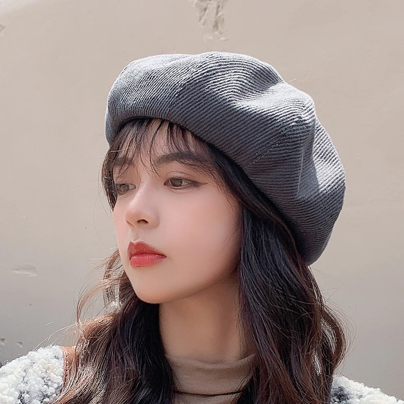 

Simple Women Beret For Elegant Lady Winter Corduroy Painter Hat 2022 New Fashion All-Match Octagonal Boina Autumn Girl Cap