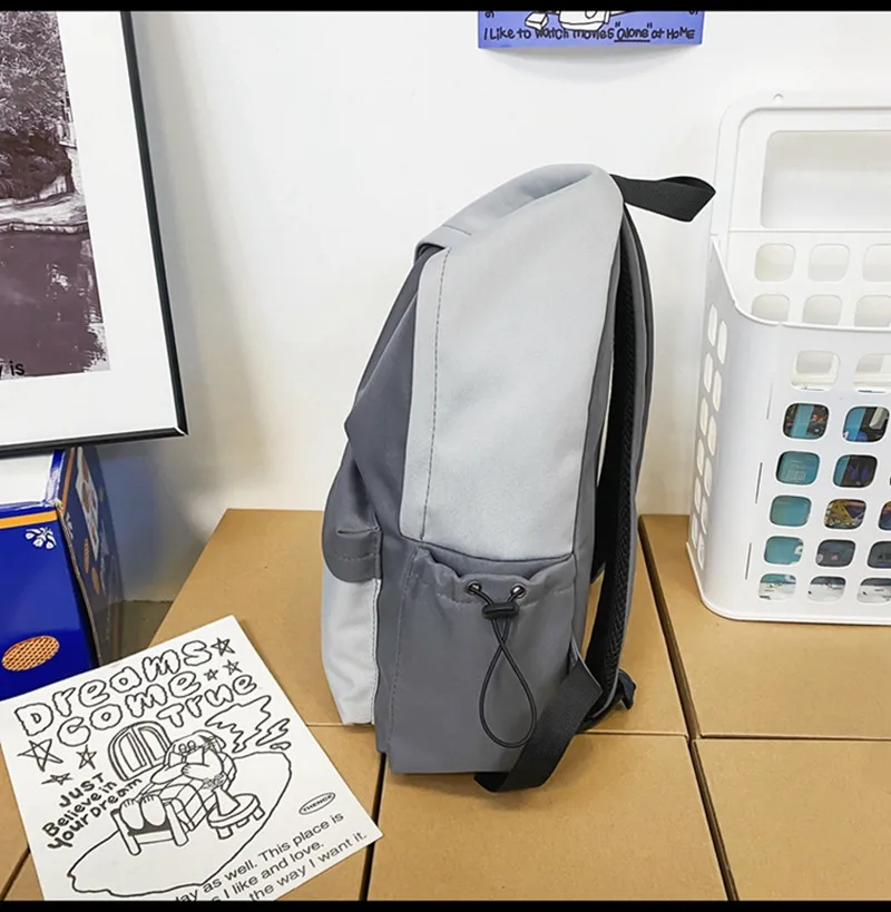 Couple Clash Colour School Bag Simple Casual Fashion Shoulder Backpack Large Capacity Multifunctional School Bag