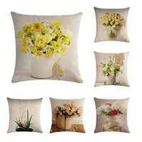 cushion cover colorful flower bouquet pillow case cotton linen cushion cover 4545 sofa home decorative throw pillow coverzy12