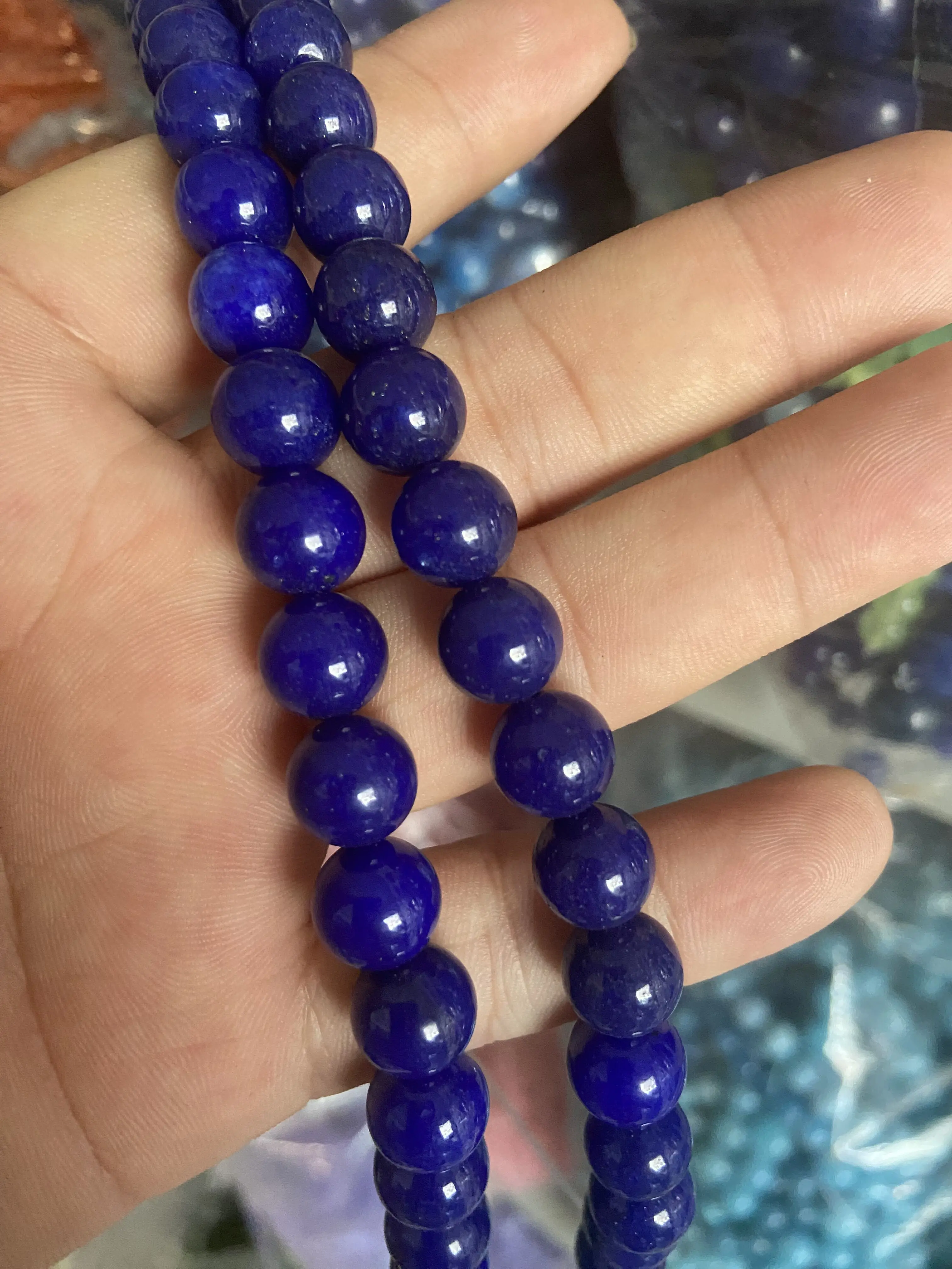 

Natural 10MM Dark Blue Sapphire Round Gemstone Loose Beads 15''AAA