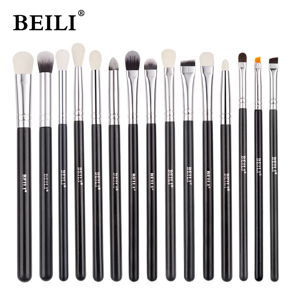  BEILI Black 10-19 шт кисти для макияжа натуральные синтетические волосы тени для век растушевка подводка для глаз набор кистей для макияжа