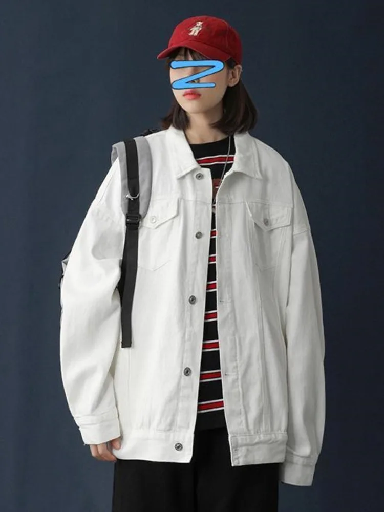 Женская джинсовая куртка белая однотонная простая свободная - Цена: 1815.47