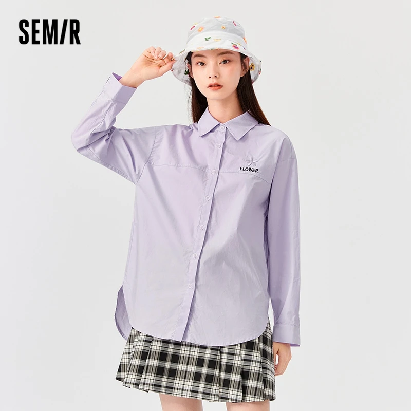 

Semir Long-Sleeved Shirts Women'S Loose 2021 New Outer Wear Ladie Shirts Early Autumn Small People With Thin Coats