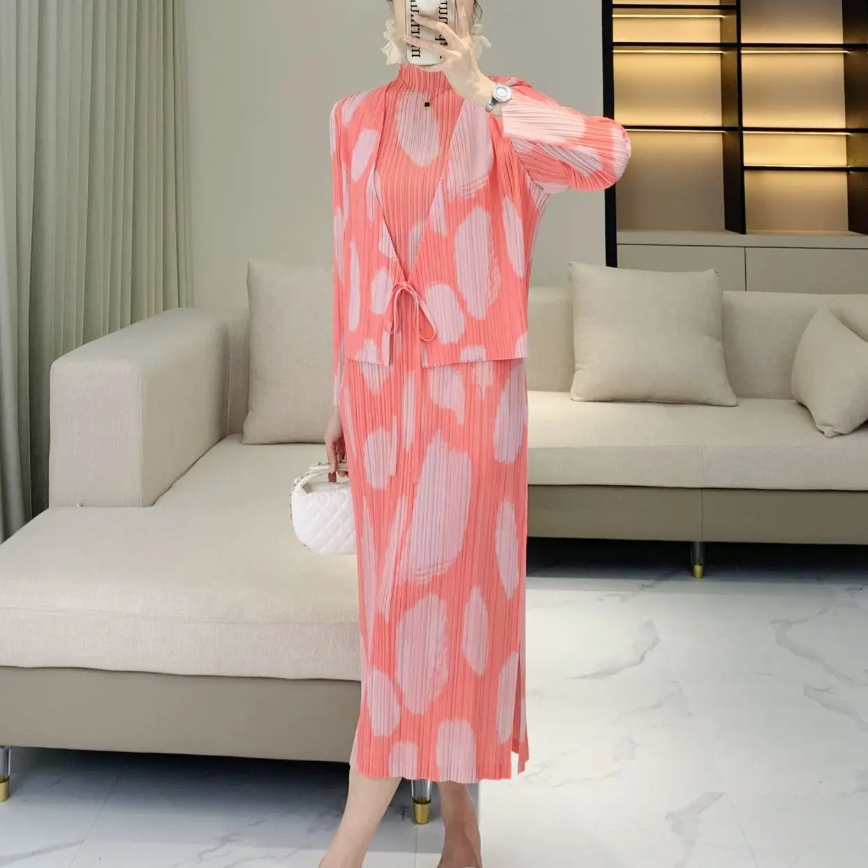 Плиссированная юбка комплект 2024 высококачественное женское летнее новое платье