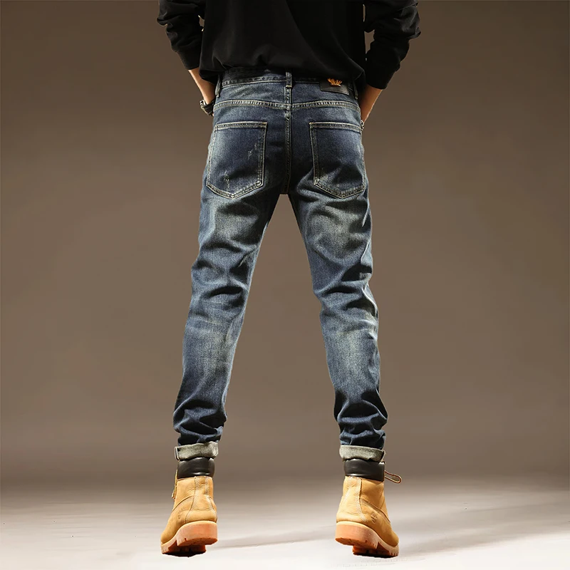 TC220High Street Tide игольчатые джинсы мужская мода тонкие маленькие прямые брюки с