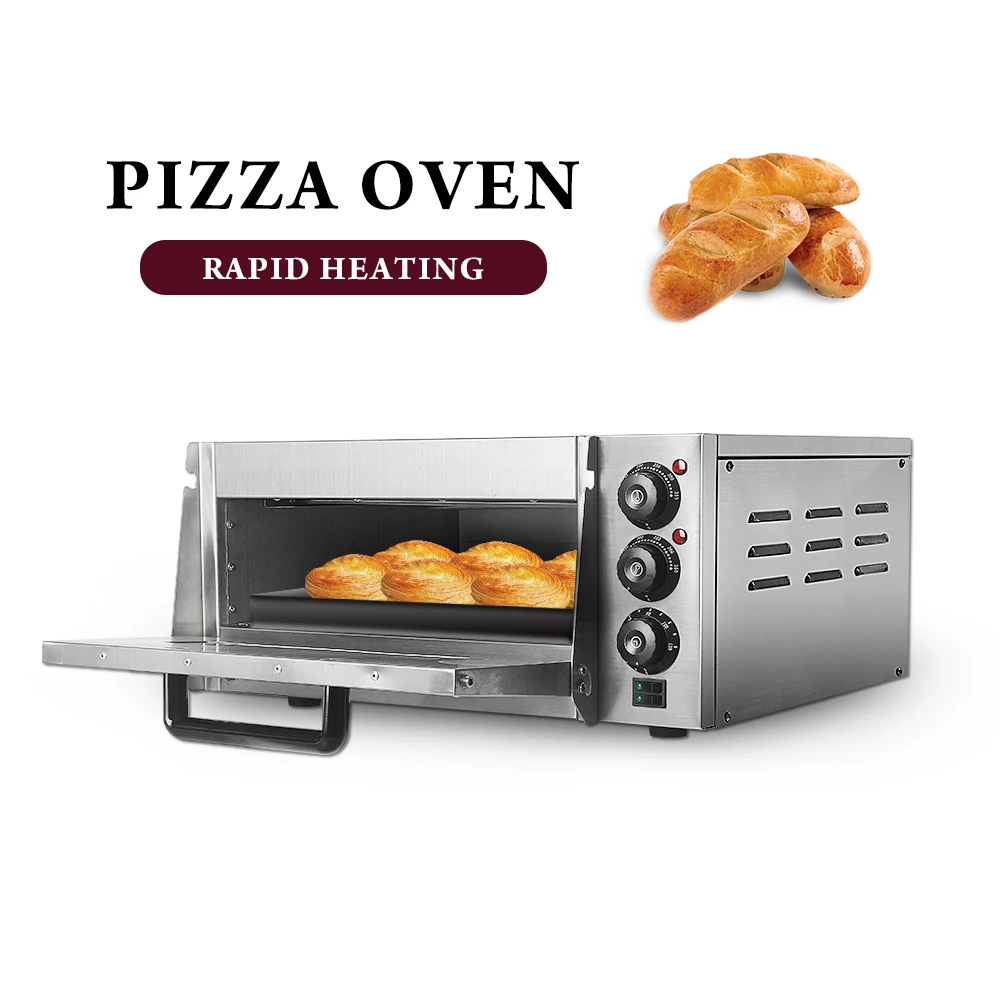 

GZZT Commercial 2KW Electric Pizza Oven Single Layer Stone Toaster Grilled Meat Multifunctional 110-240V Has Multiple Functions