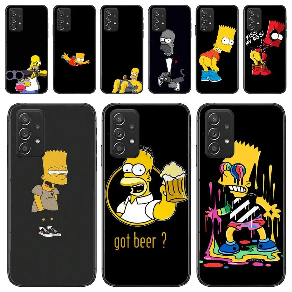 

Homer Simpson Family Black phone case for Samsung Galaxy A51 A50 A52 5G A20E A60 A20S A71 A40 A40S A90 A70 A32 A30 A70 A21S pho