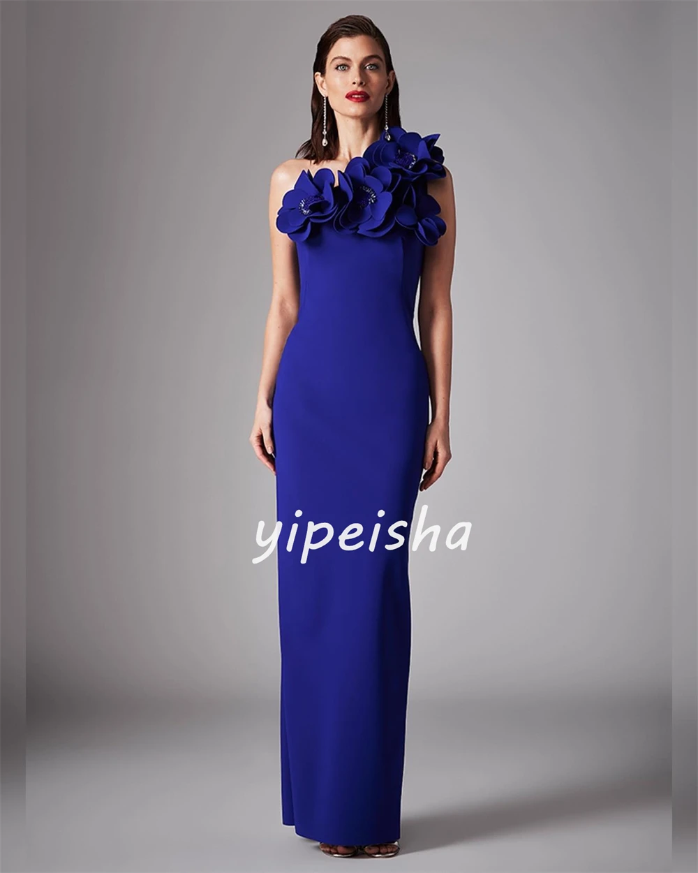 Блестящие изысканные индивидуальные джерси с цветочной драпировкой и складками